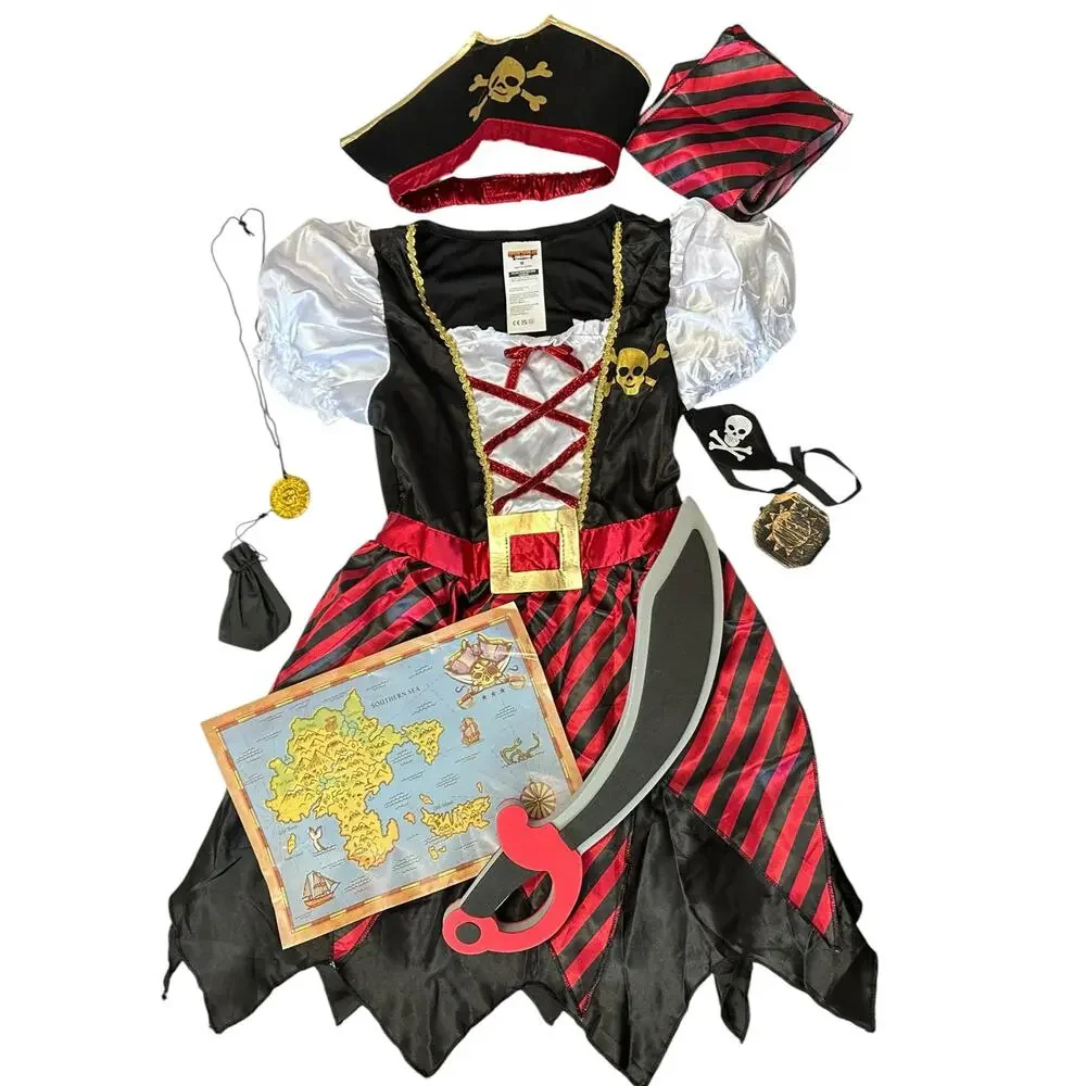 NWT Spooktacular Creations Girl Pirate Costume Buccaneer Princess Child Size M